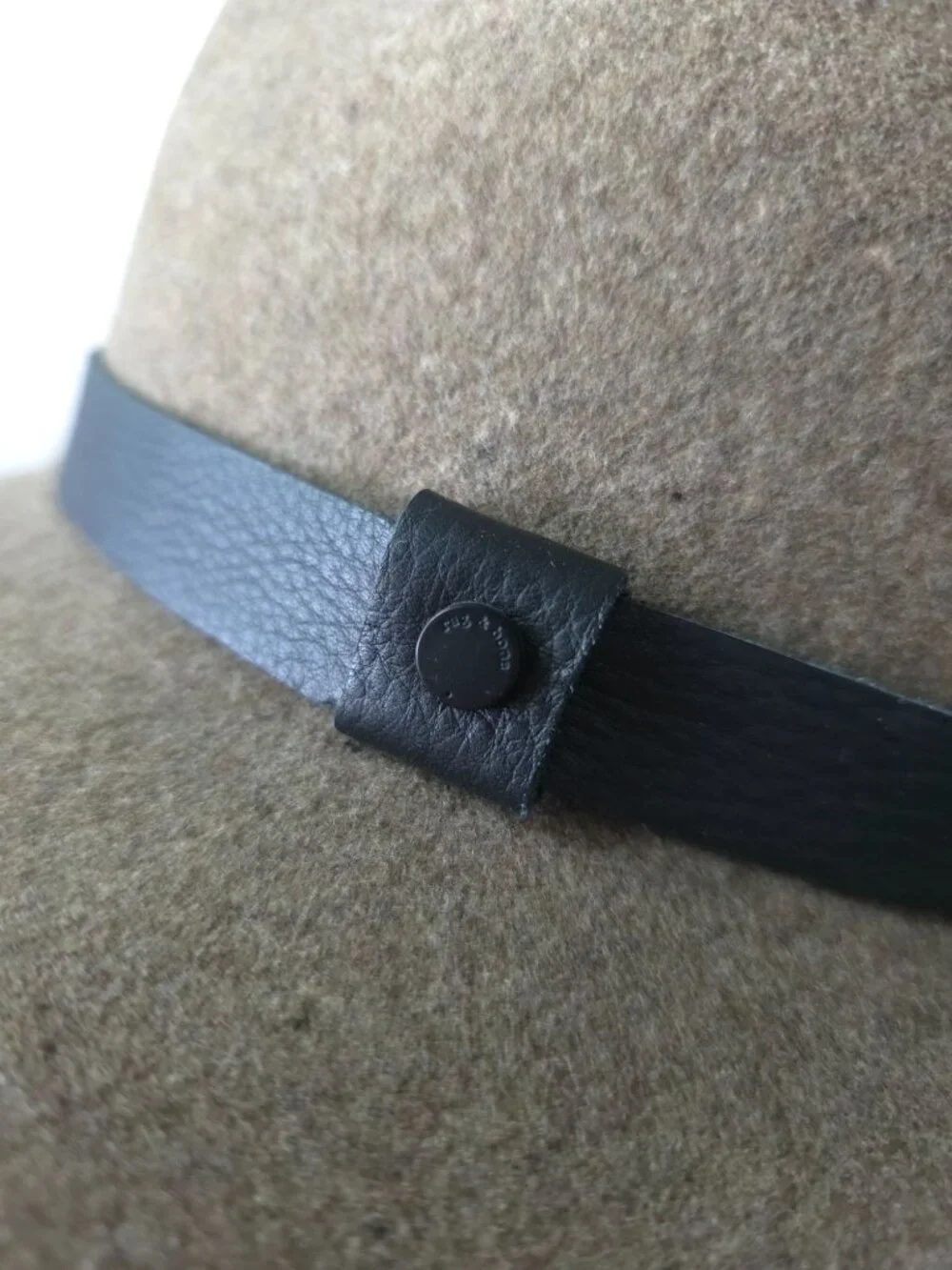 Rag & Bone Floppy Brim Fedora Hat Taupe Wool Felt w/ Leather Band Sz M (7-1/4) - Picture 3 of 6
